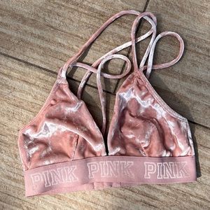 Pink Victoria's Secret Velvet Unlined Strappy Triangle Bralette